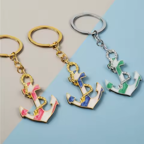 Personalization Originality 3D Metal Keychain Ship's Anchor Three-dimensional Backpack Keyring Adven