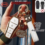 BYD car key covers suitable For BYD Atto2，BYD shark，BYD M6 car key case gold edge keychain