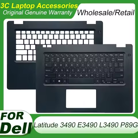 Original New US Keyboard for DELL Latitude 3490 L3490 E3490 P89G Laptop Palmrest Upper Cover Top Bac