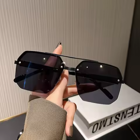 2025 NEW Men's Sunglasses Polygonal Half Frame Glasses Aviator Glasses UV Protection Sun Protection
