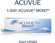 acuvue moist คอนแทคเลนส์สายตาสั้น (-0.50 ถึง -9.00) ชนิดรายวัน  (15 คู่ 30ชิ้น )