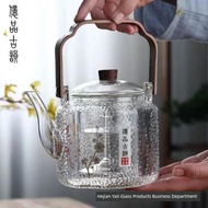 茶壺泡茶家用燒水壺胡桃木提梁耐高溫蒸煮一體玻璃加厚過濾電陶爐