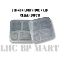 [LHC] BTB-4 COMPARTMENT LUNCH BOX / PP DISPOSABLE LUNCH BOX / FOO DBOX / RICE BOX / BENTO BOX 50PCS