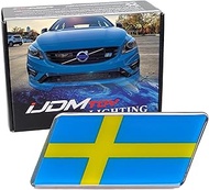 iJDMTOY Sweden Gold Nordic Cross Emblem Badge w/Stand Compatible with Swedish Scandinavian Cars Volv