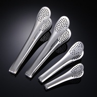 BA008 [Japanese Exquisite Tongs] Stainless Steel Food Tongs Hole Cooking Bread Steak Barbecue