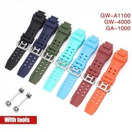 Newest Strap for Casio GW-4000 GA-1000 GW-A1000 GW-A1100 G-1400 Men Sport Diving Waterproof TPU Silicone Watch Band Bracelet With Tools