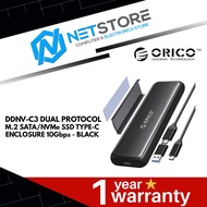 ORICO DDNV-C3 DUAL PROTOCOL M.2 SATA/NVMe SSD TYPE-C ENCLOSURE 10Gbps - BLACK - ORI-DDNV-C3-G2-BK-BP