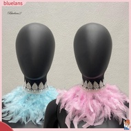 <BL>  Plump Feather Scarf Handmade Peacock Feather Scarf Gothic Cape with Adjustable Lace Tie Gradie