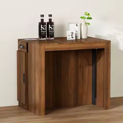 Extendable Dining Table with Storage, Transformer Console Table for 1-12 People, Space Saving Dining