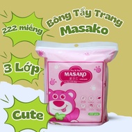 03 Bags of Masako Makeup Remover Cotton Pads, 222 pieces, 3 layers. 2 layers of Cotton fabric, smoot