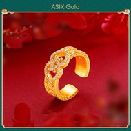 ASIX GOLD Couple ring in 916 gold with diamonds and hearts Original fashion 18K gold lucky ring Mens
