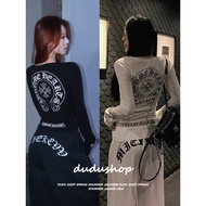 [Hip-hop print long-sleeved T-shirt]Korean Retro Hip-hop T-shirt For Women