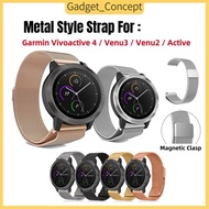 Strap For Garmin Vivoactive 4 , Garmin Venu 3 , Venu 2 , Garmin Active , Garmin Forerunner 745 Metal Magnetic 22mm Strap