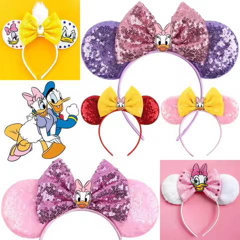 Disney Mickey Mouse Ears Headbands for Baby Girls Daisy Duck Hairbands Donald Duck Headwear Adults W