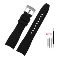 Curved End silicone rubber watch strap for men Rolex Water Ghost seiko citizen tissot 20MM 22MM sport Wristband Universal Belt Accessories