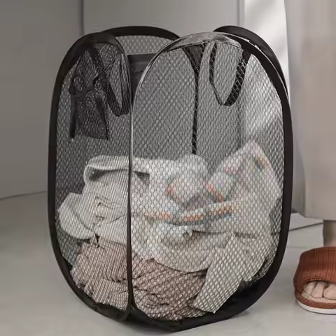 58*36cm Large Capacity Storage Basket, Mesh Pop-up Laundry Basket, Laundry Basket, Foldable Dirty Cl