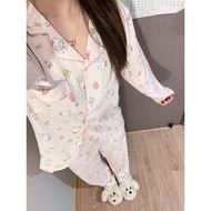 Cloud fashion Long-Sleeved Two-Piece Set Autumn Feeling 2025 ktcod Printed Pajamas Cat Cotton Yarn N