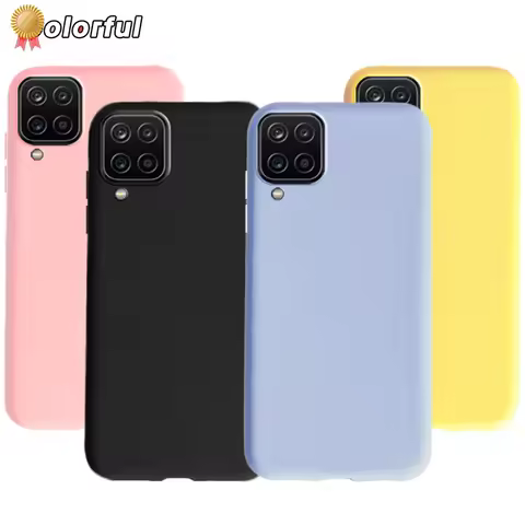 Case For Samsung Galaxy A12 F12 M12 Candy Solid Color Shockproof Soft Silicone Back Cover For Samsun