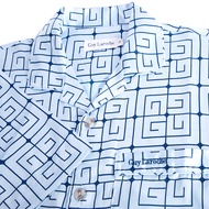 Guy Laroche ชุดนอนคอปก แขนสั้น ขาสั้น พิมพ์ลาย ผ้าซาติน ใส่สบาย สีฟ้า รุ่น JPC7522W4BU