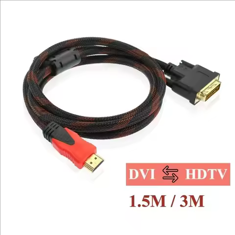 DVI to HDMI compatible cable, DVI D male to HDMI compatible, High speed, Digital audio cable