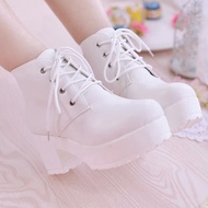 35-45 big size Fashion Women Boots Lace-up Martin Boots Black White Ankle Women Shoes
