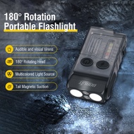 Boruit V20-1 LED Keychain UV Torch Rechargeable Waterproof Magnetic Buzzer Work Light Clip