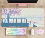 Kawaii pixel desk mat, Aesthetic Gamer mousepad Cute Gaming large desk mat, Pink desk accessory, Pastel mousepad, Non-slip XL desk mat MP80