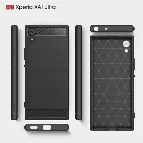 For Sony XA1 Ultra G3212 G3221 Case Carbon Fiber Soft Silicone TPU Skin Back Cover Phone Case for So
