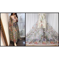 1 Yards 130CM Width Fashion Dress Top Quality Off White Gorgeous Embroidered French Lace Fabric 3D B