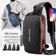 USB With Combination Lock Push Bag Beg Silang Lelaki Waist Chest Pouch Bag Men Sling Bag Men Waterpr