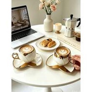6 Sets/1 Set 90ML/3.Oz French Luxury Gilded Petal Ceramic Coffee Cup & Saucer Set (Cup + Saucer), 3D