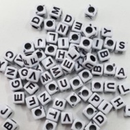 White Black Alphabet Square Letter Mote 1 pound Weight/ Alphabet Bead/ Abj/