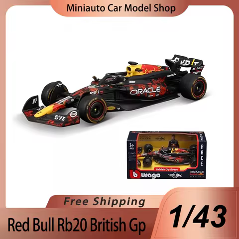 New In Stock Bburago 1:43 Red Bull Rb20 British Gp F1 Alloy Miniature Diecast Model Blood Red Bull C