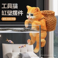 Fish Tank Landscaping Cat Backpack Tank Edge Hanging Ornament Aquarium Desk Creative Cute Decoration