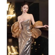 [Ready Stock] Ladies Dresses Large Size Dresses Wedding Dresses Dinner Dresses Wedding Dresses Weddi