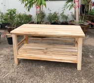 Sukthongแพร่ โต๊ะวางทีวีไม้สัก 50x100สูง50CM.โต๊ะวางของ ชั้นวางของ ชั้นวาง2ชั้น ชั้นวางเอนกประสงค์ ง
