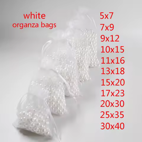 100pcs/Lot Wedding Party White Organza Gift Bags Bag 7x9 9x12 10x15 13x18 15x20 17x23 20x30 30x40cm 