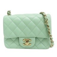 綠色 菱格紋 羊皮 鏈帶 肩背包 金釦【CHANEL 香奈兒】 A35200