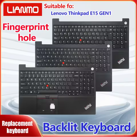 Spanish/UK/US layout for Lenovo Thinkpad E15 GEN1 C-shell fingerprint hole backlight keyboard
