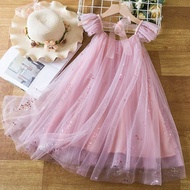 Little Girls Summer Dress For 3-8 Yrs Kids Casual Clothes Ruffles Sequin Birthday Party Dress Wedding Princess Dress For Girl