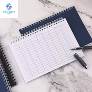 MLINX Financial Record Book, Multifunctional Sturdy Cover Spiral Bound Notebook, Blank Grid Leather 