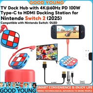 4K@60Hz Type-C to HDMI Switch 2 TV Hub Docking Station 3-in-1 Expansion PD100W Switch 2 USB3.0 Porta
