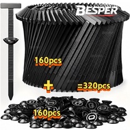 320Pcs Nylon Universal Cable Tie Buckle Zip Tie Self-Locking Push Pin Button Fixion Tools Easy Insta