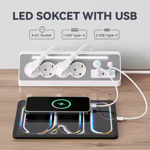 Cilia Power Strip,Multi Wall Plug，Outlets Splitter,Electrical Sockets ，1usb,2C, 4 AC,1.4M Cable Appl