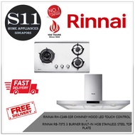 RINNAI RH-C249-SSR CHIMNEY HOOD LED TOUCH CONTROL  +  RINNAI RB-73TS 3 BURNER BUILT-IN HOB STAINLESS STEEL TOP PLATE