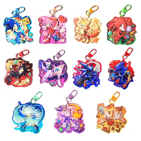Sonic The Hedgehog Acrylic Keychain Metal Sonic Amy Rose Sonic the Hedgehog Rouge the Bat Shadow Sil