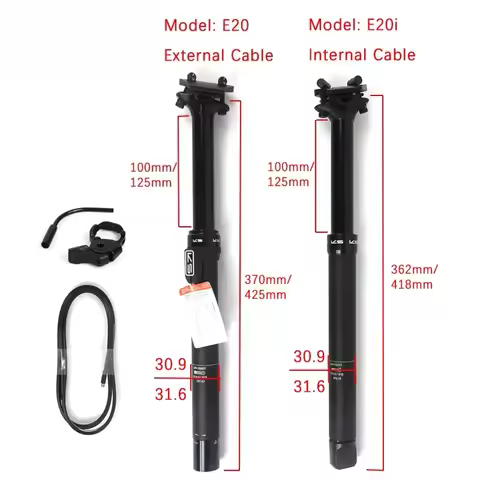 E20/E20-i 27.2 sestpost travel 100 125mm Remote Control Dropper KS Saddle Post 30.9/31.6mm Bike Sadd