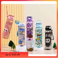800ml Transparent Cartoon Plastic Labubu water cup Water Bottle For Kids