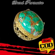 Cincin Batu Akik Pria Pyrus Hijau Urat Emas