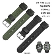 Casio Nylon Strap Suitable For AE-1200WH/SGW-300/AQ-S810W Canvas Wristband Genuine Leather Convex 18